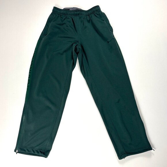 Michigan State University Nike Mens Track Pants Green Sz M Zip Ankle MSU Spartan - Picture 1 of 9